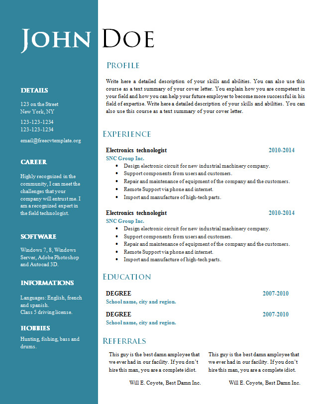 Free Creative Resume Cv Template 547 To 553 Get A Free CV