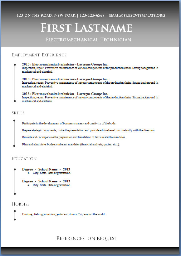 Free CV Templates #50 to 56 Free CV Templates #50 to 56