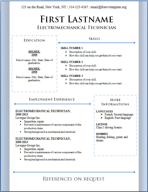 Free cv template #86 to 92