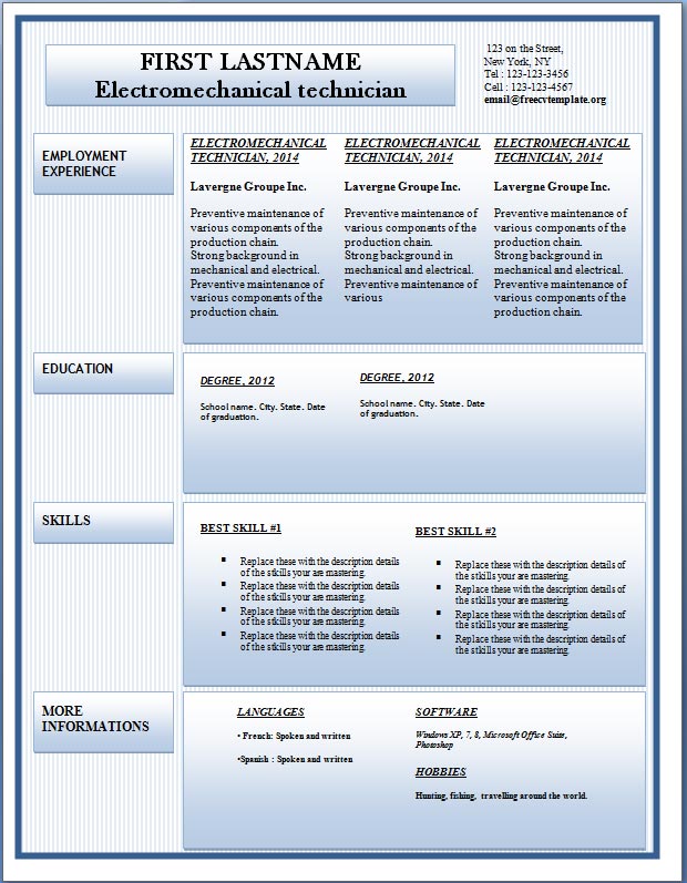 Free cv template #149 to 155