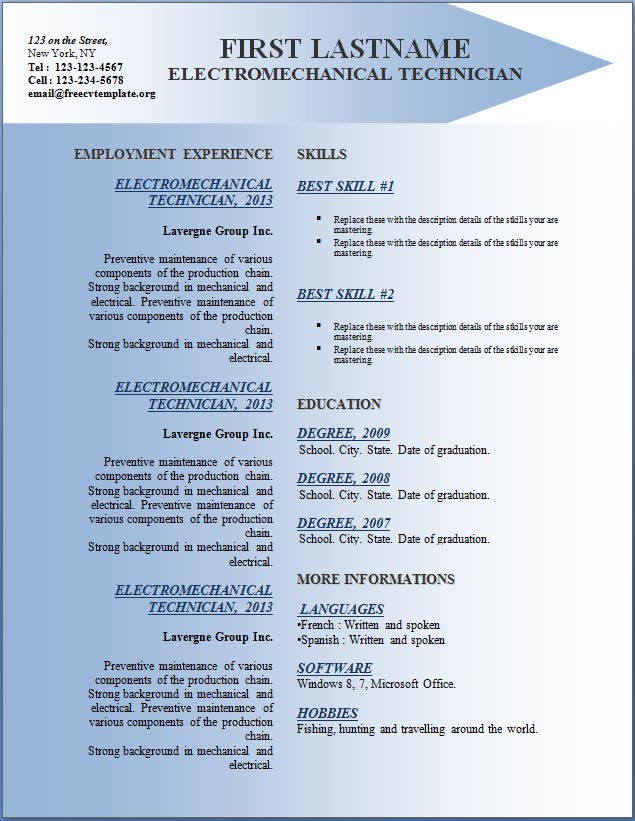 Free CV Resume Templates #142 to 148