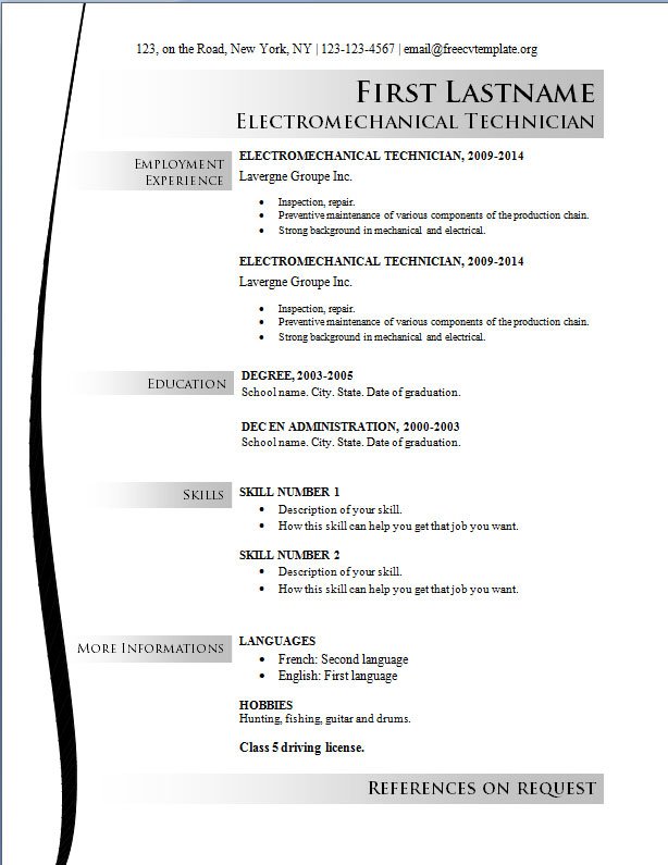 Free CV templates #163 to 169 Free CV templates #163 to 169
