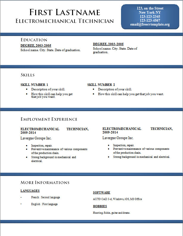 English Cv Model Free Download