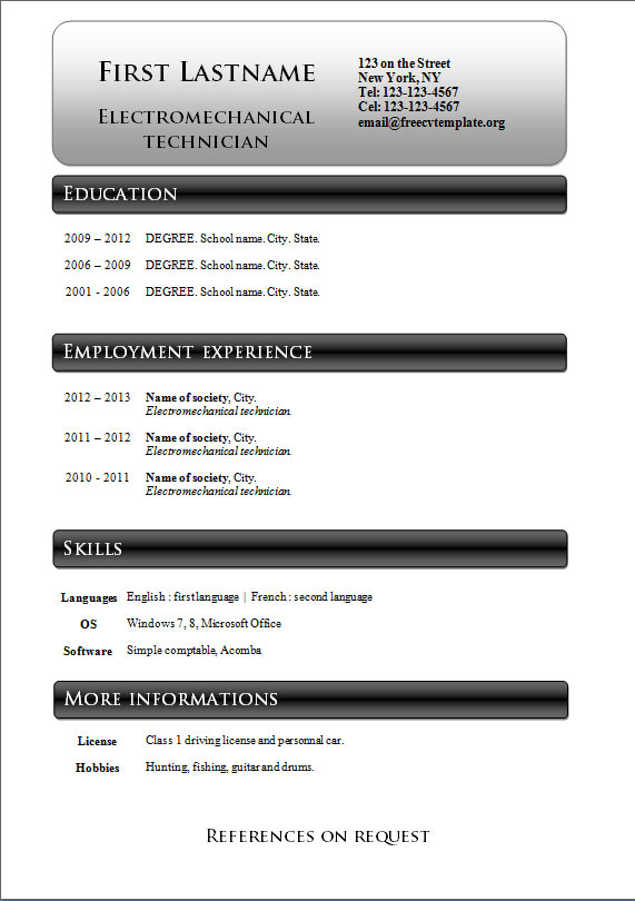 Free cv templates #233 to 239 Free cv templates #233 to 239