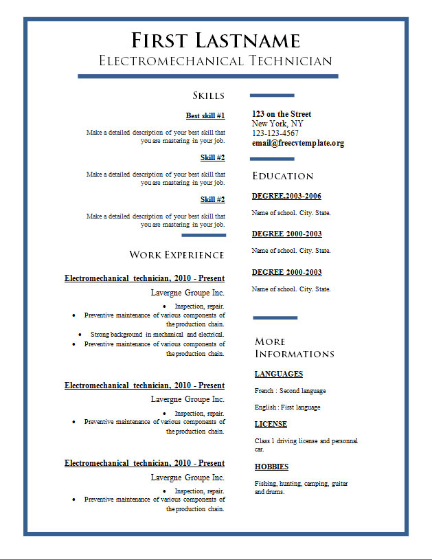 Free Cv Templates 275 To 281 Get A Free Cv