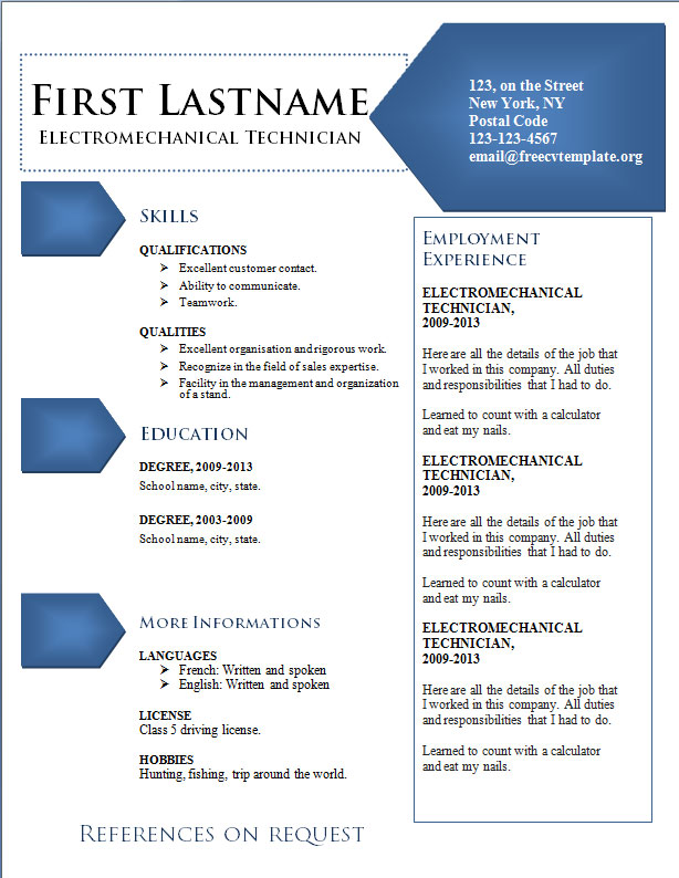 Free Resume Templates #322 to 327