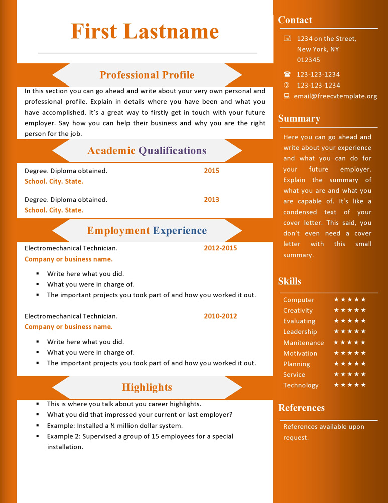 Free cv resume templates #360 to 366 • Get A Free CV