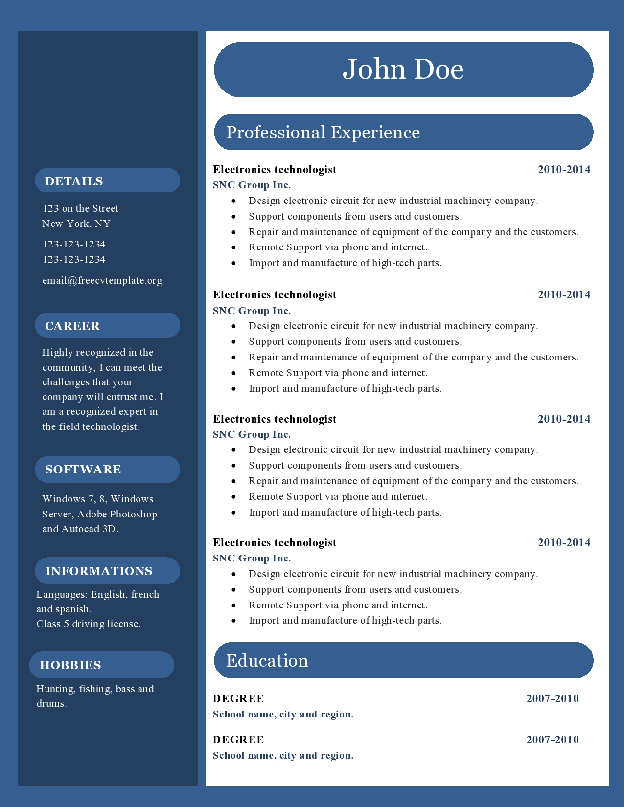 resume templates word download free