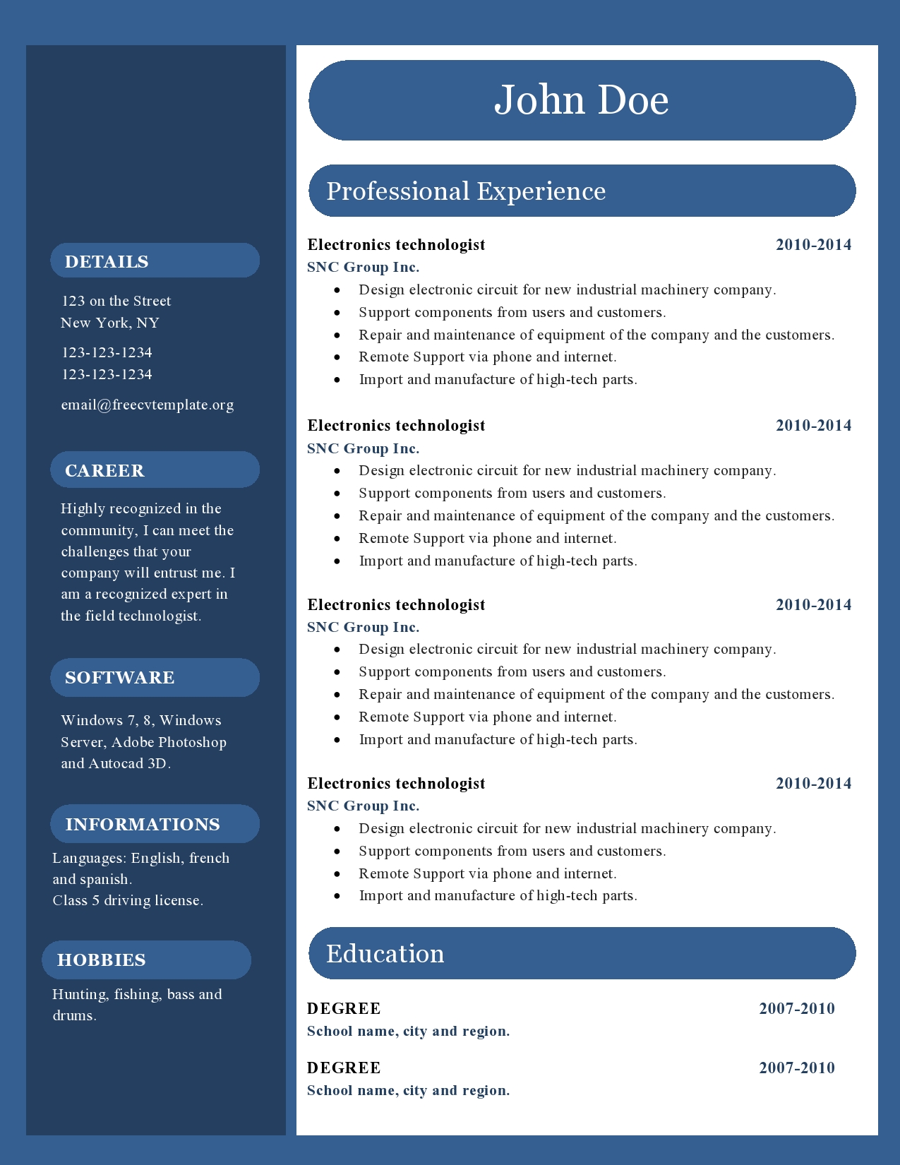 Free Cv Template With Picture Free Printable Templates