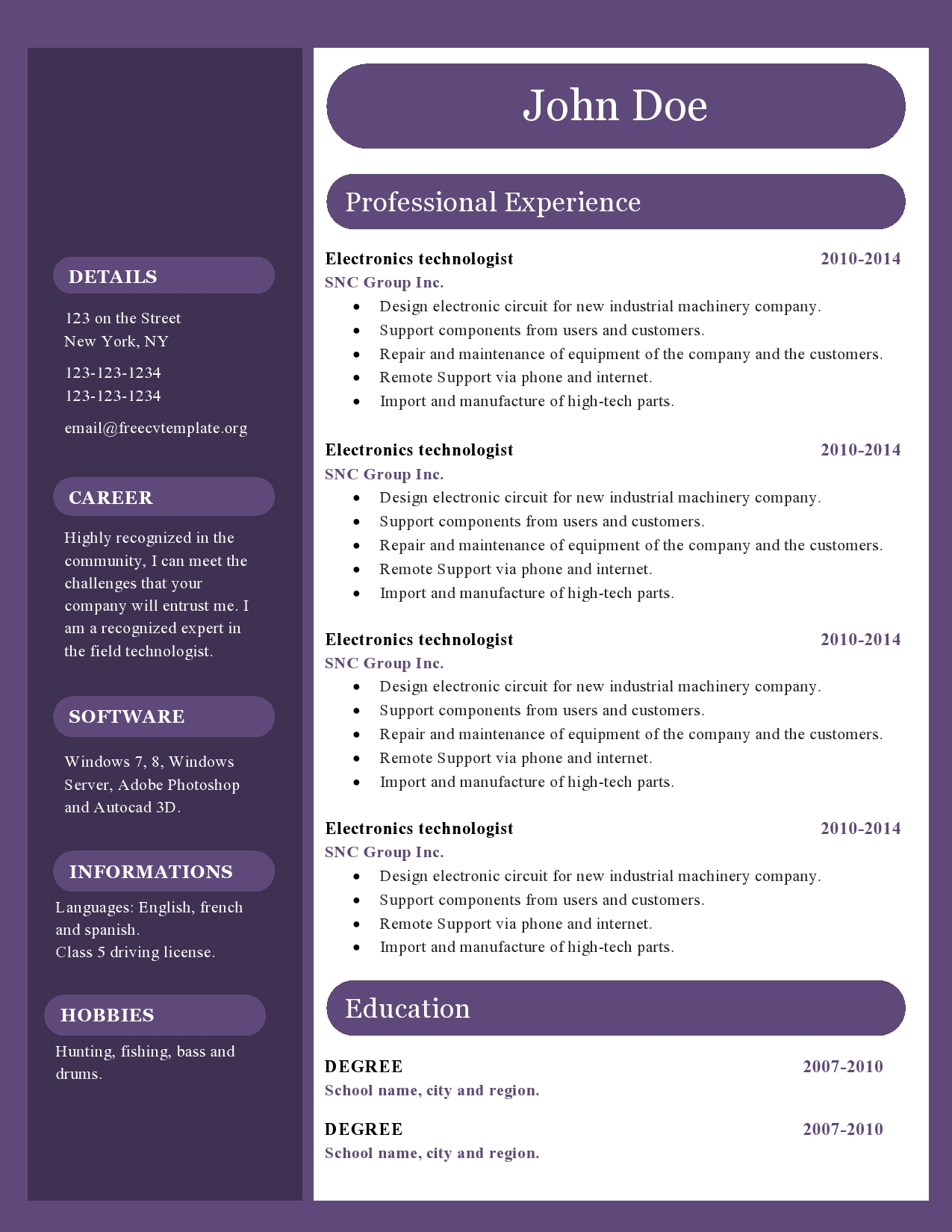 Free cv resume templates #417 to 422 • Get A Free CV
