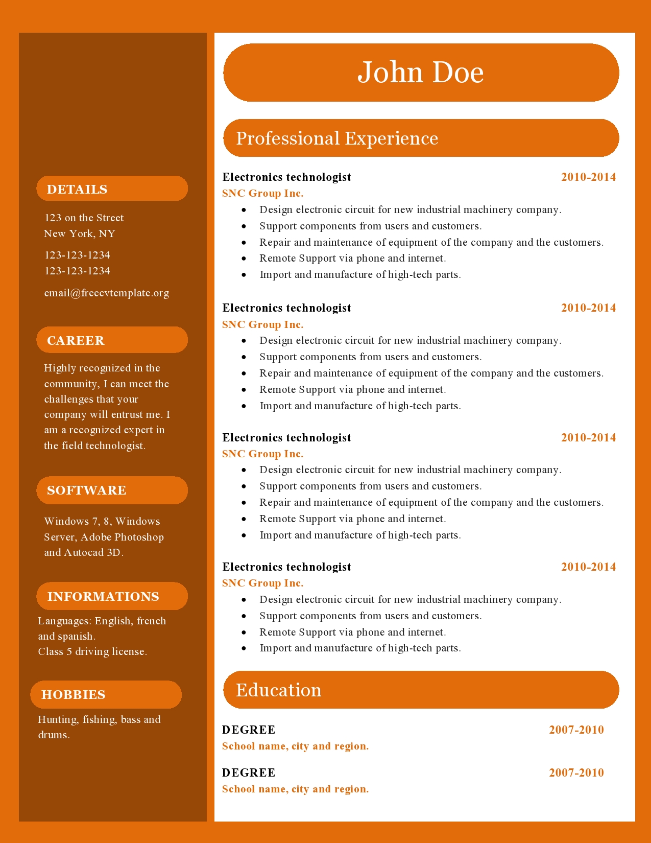 cv and resume writing format