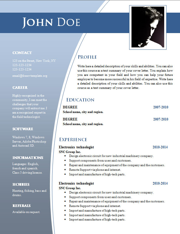 Free Academic Cv Template Doc