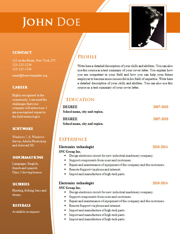 word document free resume templates