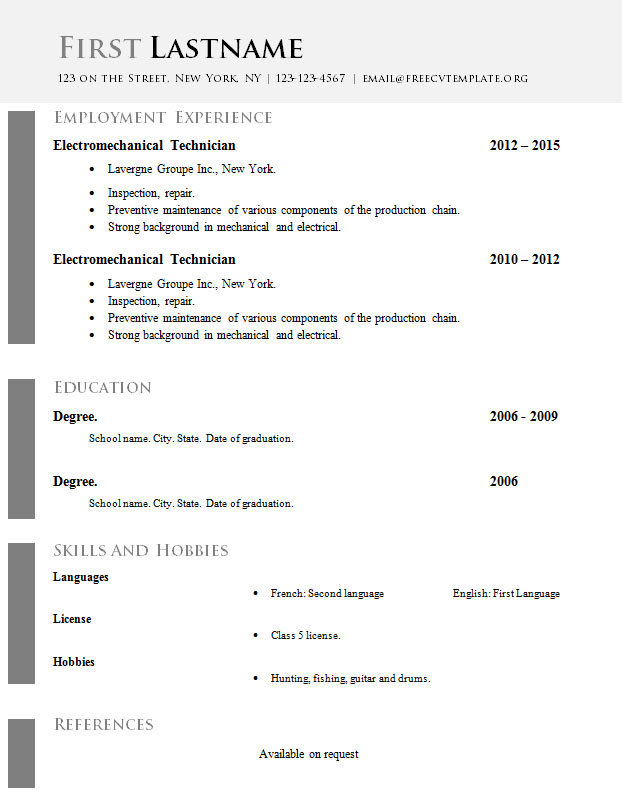 Cv Template Doc from www.getafreecv.com