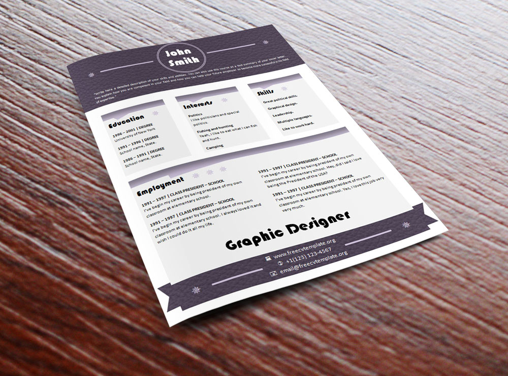 Creative Design Résumé Template, 7 color themes