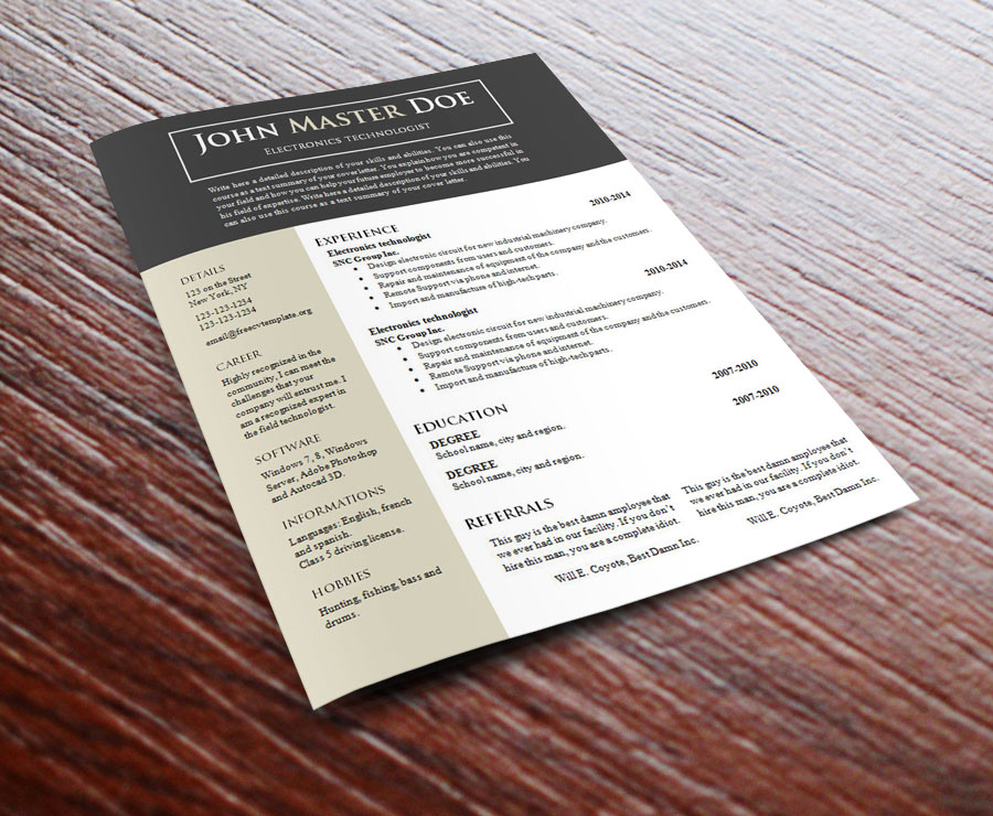 Free cv resume template #688 – 694