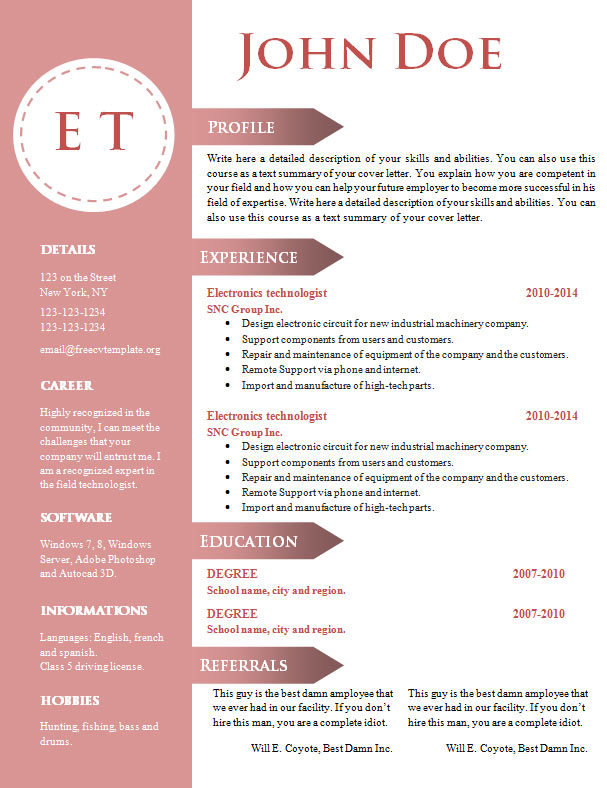 Free cv resume template #740 - 746 • Get A Free CV
