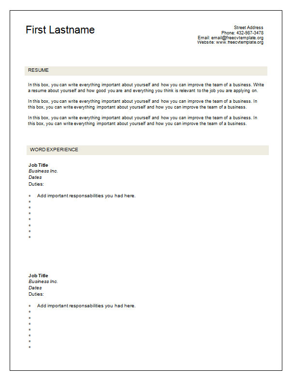 7 Free Blank Cv Resume Templates For Download Get A Free Cv