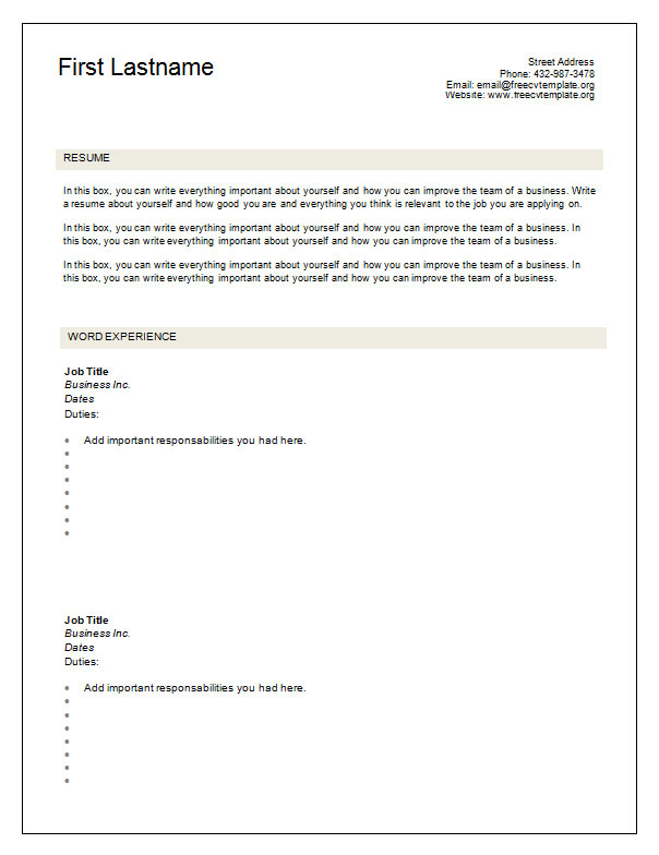 7 Free Blank Cv Resume Templates For Download Get A Free CV