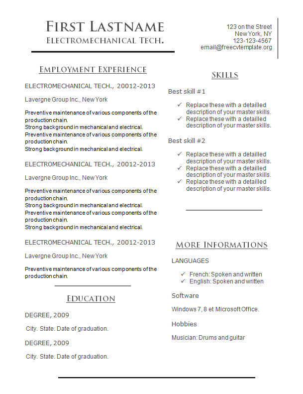 The Simple CV • Get A Free CV