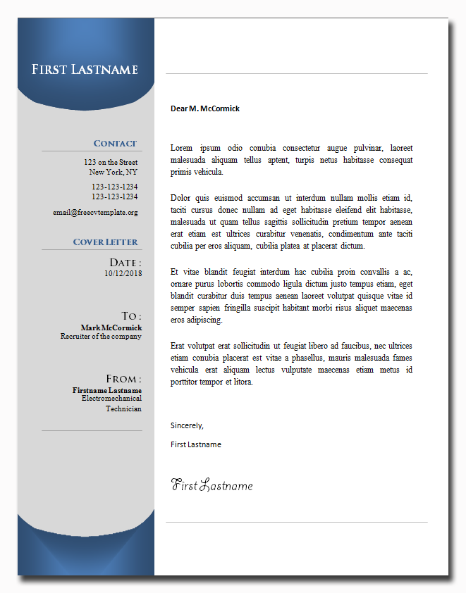 Cover Letter Template #22