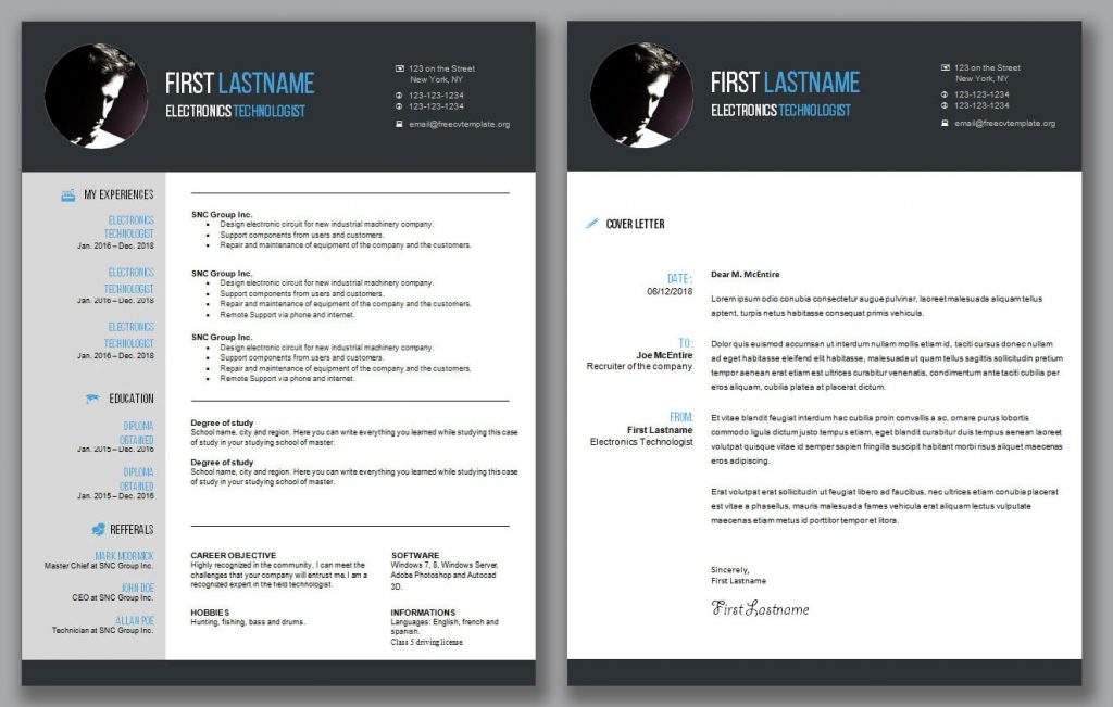 Design resume template and cover letter bundle.