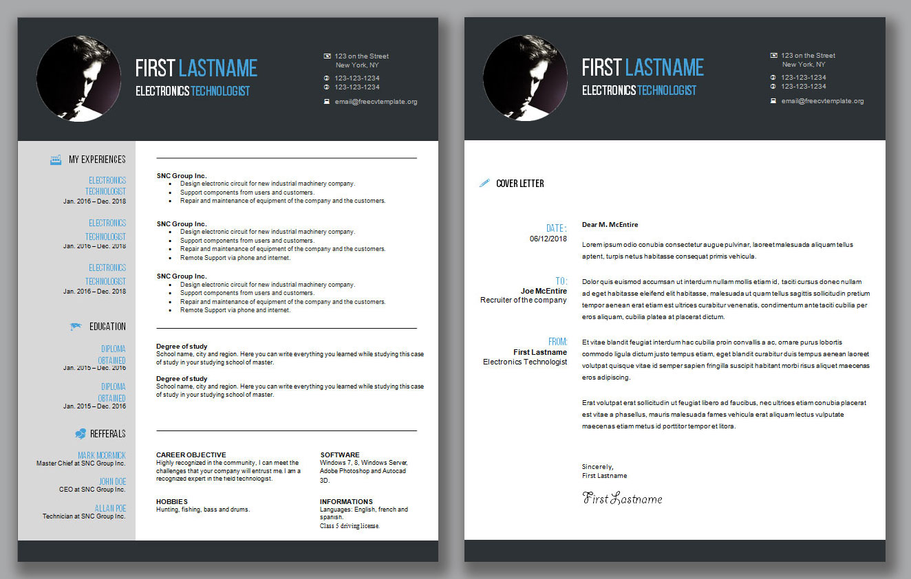 CV Resume Template and Cover Letter #1