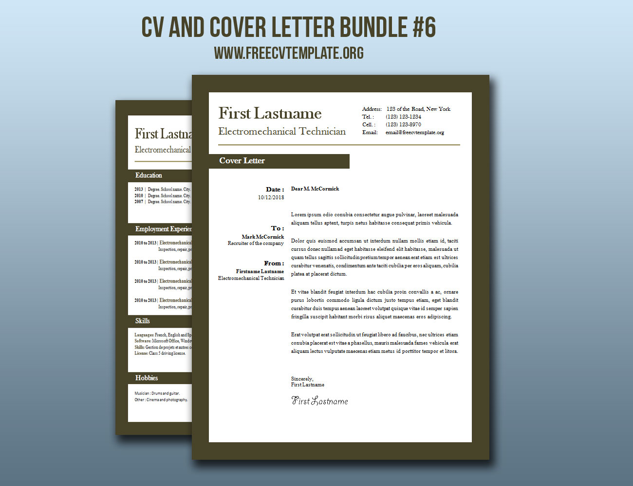 CV and Cover Letter Bundle #6