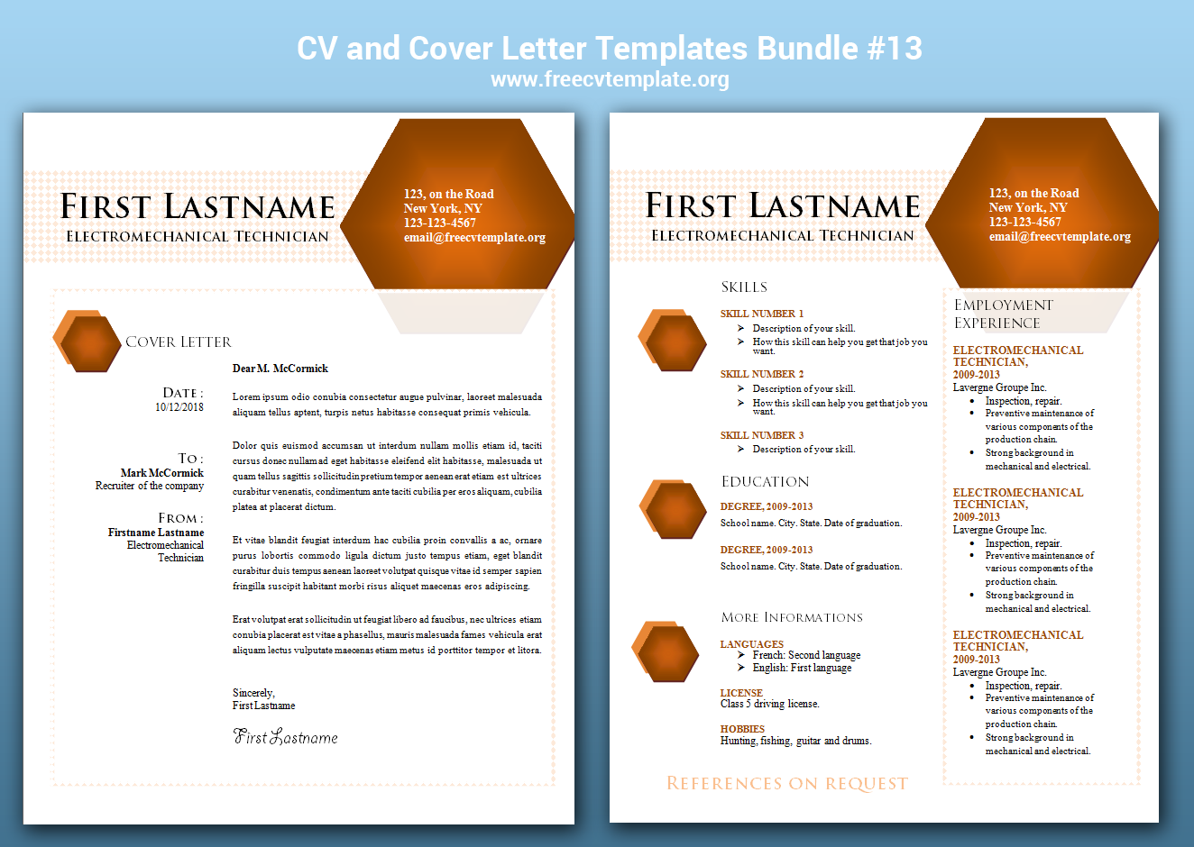 CV and Cover Letter Bundle #13