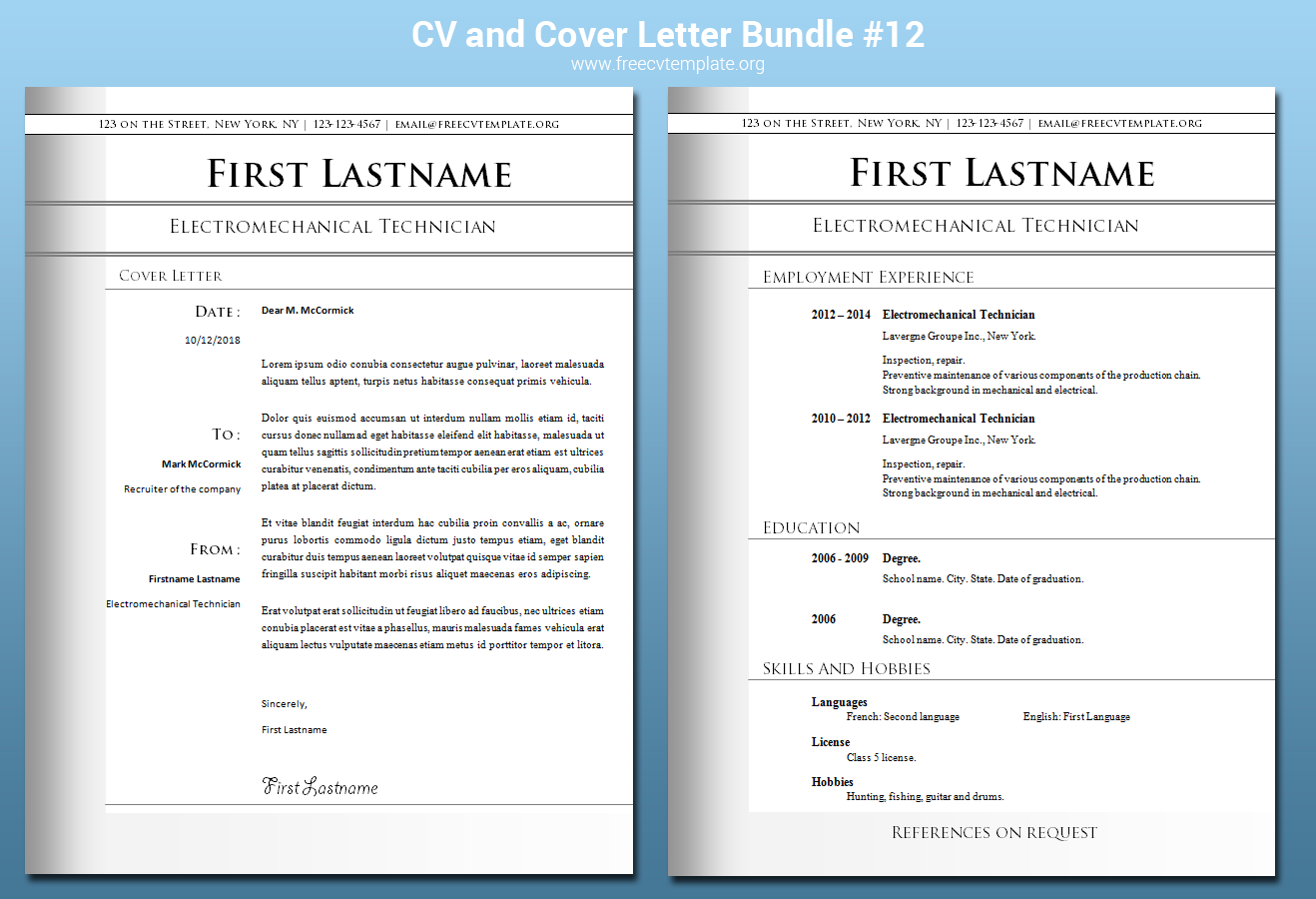 CV and Cover Letter Bundle #12