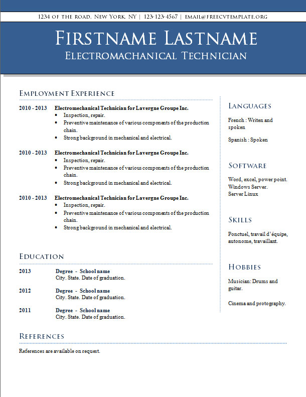 curriculum vitae template