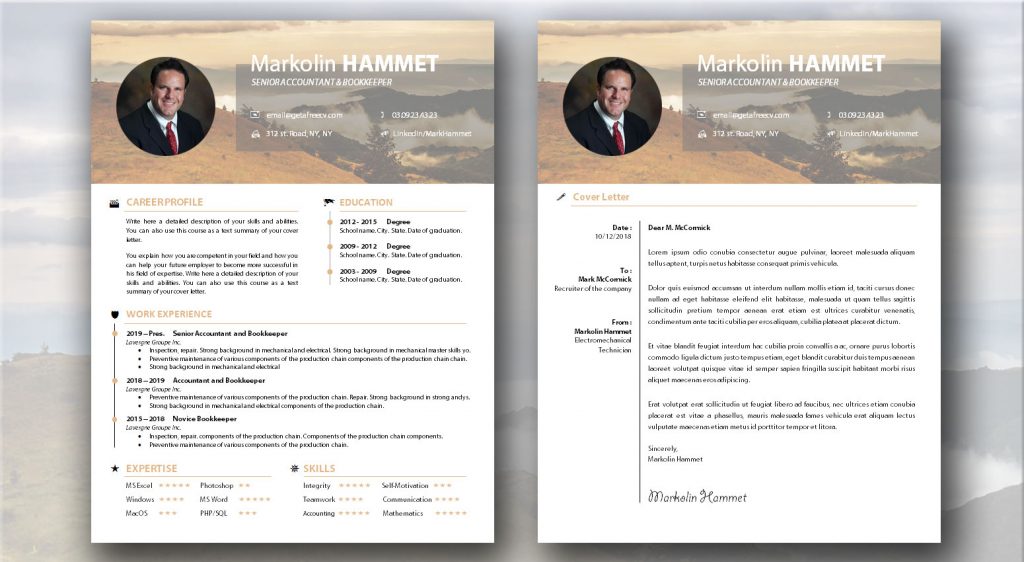 Pretty CV template and matching cover letter