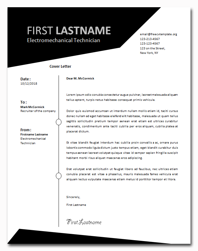 format of cv and cover letter