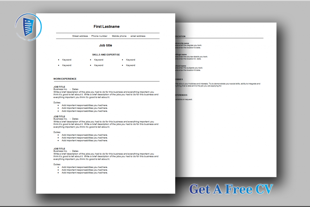 Classic CV Template One