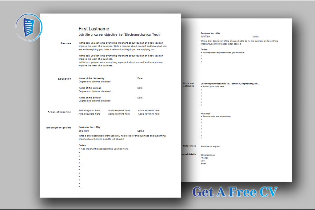 Classic CV Template Two