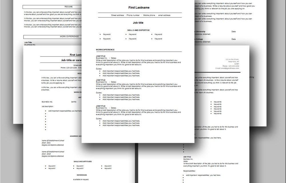 Five Classic CV Templates