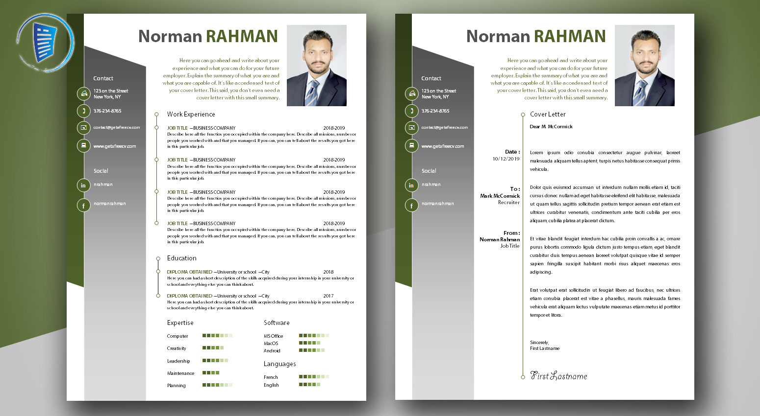 Professional CV and Cover Letter Templates • Get A Free CV • Template