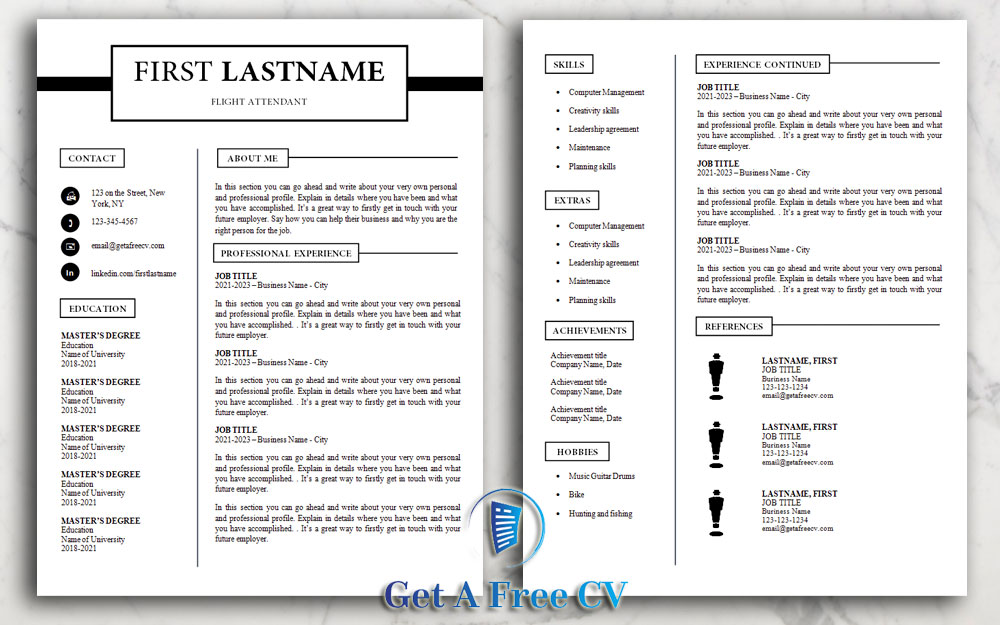 Single Page, TwoPages Version and Matching Cover Letter CV Resume