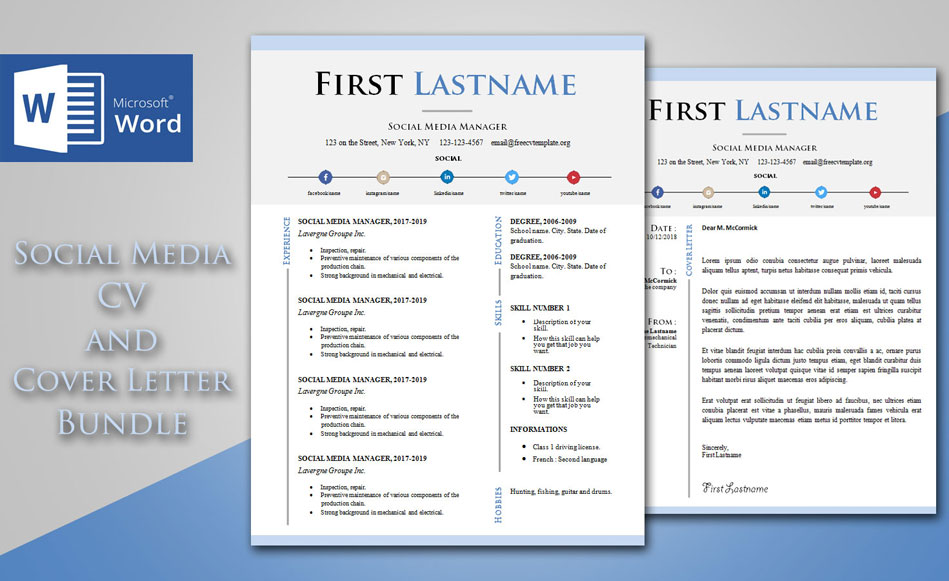 Social Media Manager CV & Cover Letter Template Bundle Social Media Manager CV & Cover Letter Template Bundle