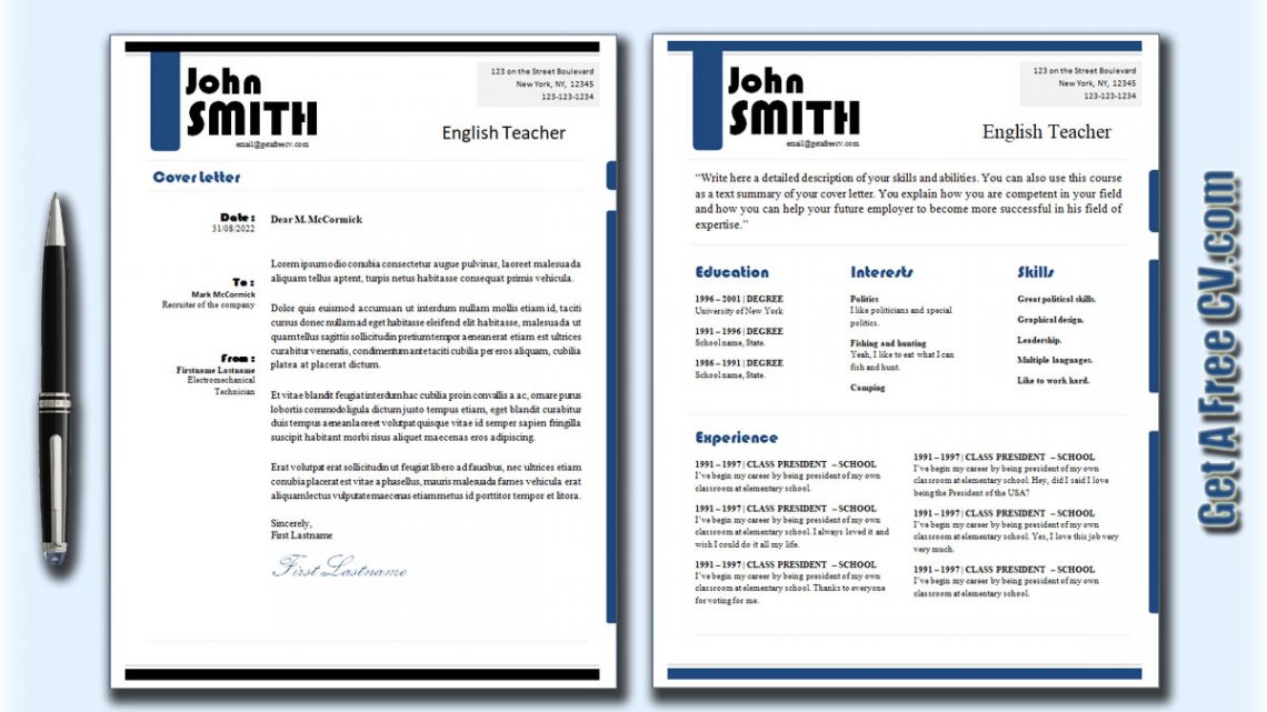 English Teacher resume and cover letter bundle