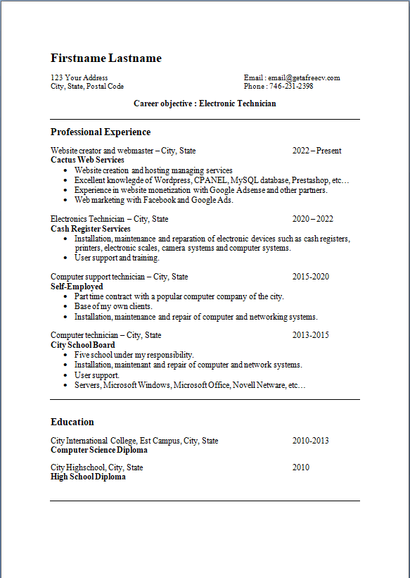 The perfect job application resume example page 1