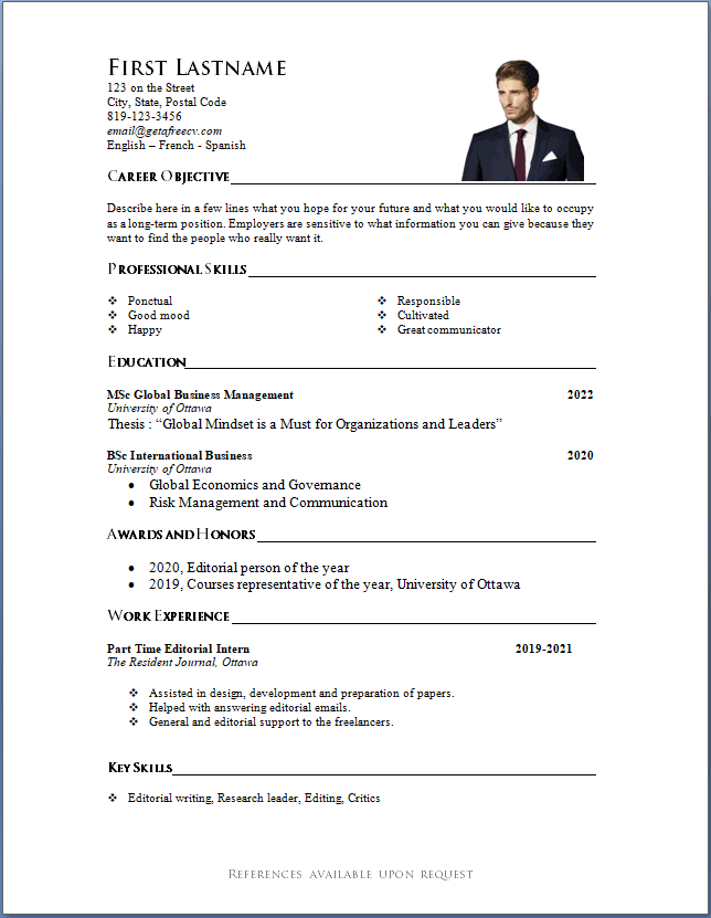Photo finish resume sample for students